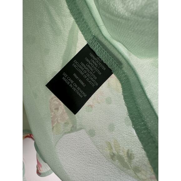 Torrid Off Shoulder Sheer Lace Swiss Dot Top Plus Size 2 2X Green Pink Boho Chic - Picture 5 of 10